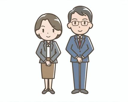 オフィス001 ビジネスマン,キャリアウーマン,会社員,スーツ,挨拶,出迎え,いらっしゃいませ,オフィス,働く,会社のイラスト素材