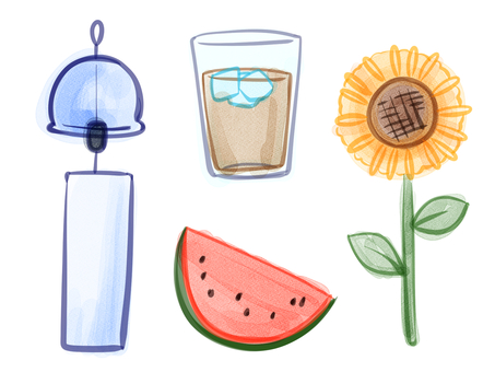 Illustration, summer, wind chimes, bell, 