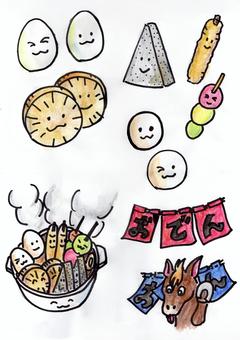おでん おでん,冬,鍋,日本料理,煮物,手描きのイラスト素材