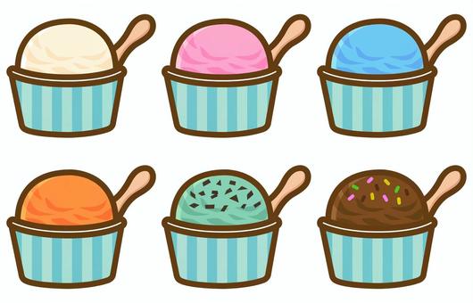 カップアイス6種類 アイスクリーム,アイス,カップアイス,カップ,デザート,スイーツ,夏,バニラ,ミルク,イチゴ味のイラスト素材