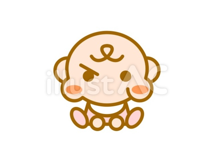 赤ちゃん　不機嫌　桃 赤ちゃん,不機嫌,怒るのイラスト素材