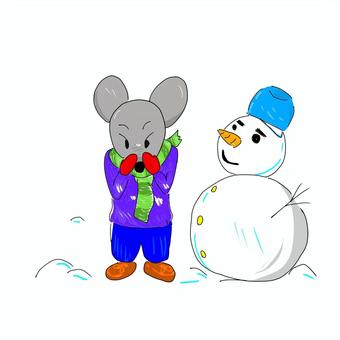 Snowman and mouse, , JPG and PNG