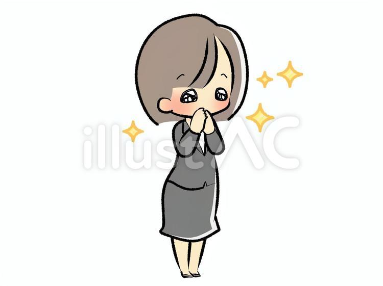 会社員-嬉しい-全身211020 女性,仕事,嬉しいのイラスト素材