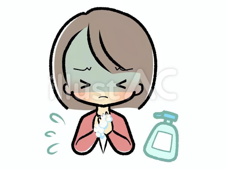 女性-手洗い-潔癖症211221 女性,手洗い,潔癖症のイラスト素材