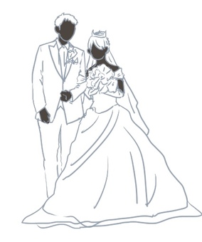 新郎新婦 新郎新婦 新郎新婦,モノクロ,夫婦のイラスト素材
