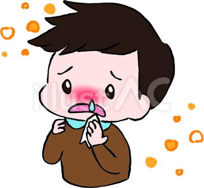 花粉症で鼻水が止まらない男の子