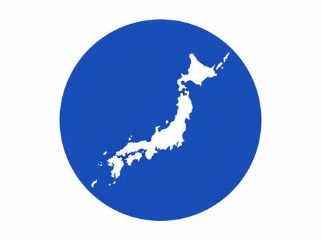 円の中にある日本列島（日本地図）（青） 日本,日本列島,日本地図,国土,領土,列島,島国,地図,図案,日の丸のイラスト素材