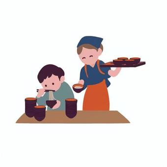 わんこそばに挑戦する人 小学校,中学校,高校,教材,授業,社会,学生,人物,せっせ,隣のイラスト素材