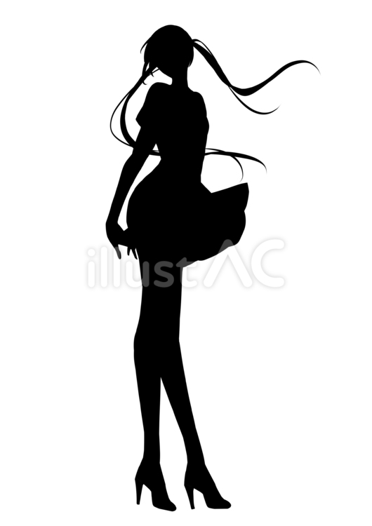 立ち姿の女性10 女の子,シルエット,ダンスのイラスト素材