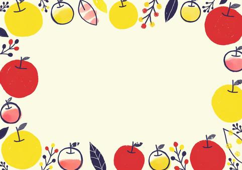 北欧カラーなリンゴ2 リンゴ,北欧カラー,かわいい,フレーム,背景,手書きのイラスト素材