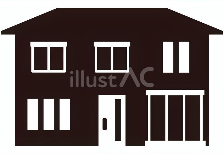 単色建物の白黒シルエット＿大きな家の外観 家,住宅,住居のイラスト素材