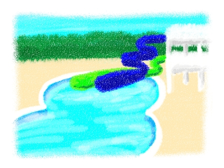 Illustration, mangsa panas, kolam renang, loose, 