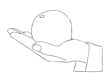 手の平に乗せたみかん 手の平,みかん,果物,食べ物,乗せる,両手,片手,手描きのイラスト素材