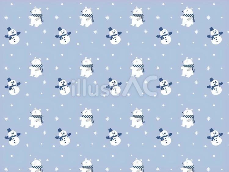 クマさんと雪だるまの背景 くま,雪だるま,背景のイラスト素材