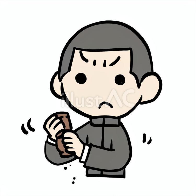 怒ってミルを使う学生少年 少年,ミル,調味料のイラスト素材