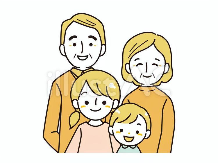 お年寄り・老夫婦と孫　敬老の日 お年寄り,おじいちゃん,おばあちゃんのイラスト素材