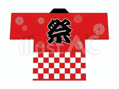はっぴ 赤 市松模様