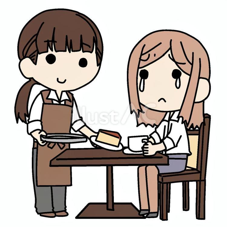 女性店員と泣く女性客 女性,客,店員のイラスト素材