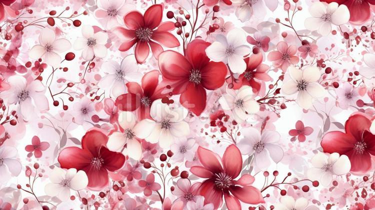 赤とピンクの花(赤強め)4 フローラル,フラワー,花のイラスト素材