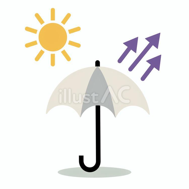 夏の日差しを遮る日傘と反射する紫外線 夏,日傘,紫外線のイラスト素材