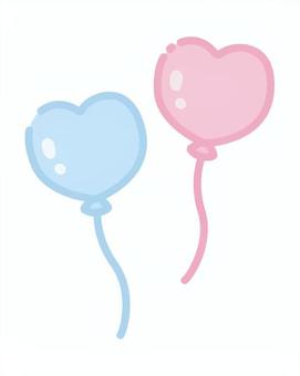 かわいいハートの風船　イラスト素材 ハート,風船,浮く,挿絵,かわいい,水色,ピンク,ポップ,パステルカラー,キュートのイラスト素材