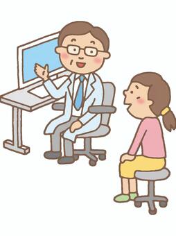 医者からの診断を聞いている患者か家族 病院,診察,医者のイラスト素材