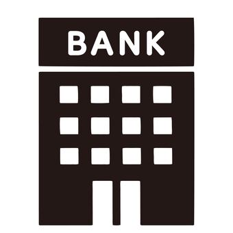 銀行のシンプルアイコン 銀行,バンク,マーク,アイコン,シルエット,白黒,黒,銀行アイコン,ビル,建物のイラスト素材