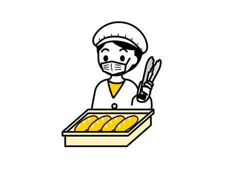 パンを配る給食当番の子ども02 人物,子ども,パン,コッペパン,小学校,保育園,幼稚園,こども園,福祉施設,給食のイラスト素材