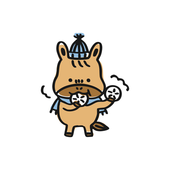 肉まんを頬張る馬のキャラクター 肉まんを頬張る馬のキャラクター 馬,午年,干支,十二支,2026年,年賀状,動物,デフォルメ,キャラクター,かわいいのイラスト素材