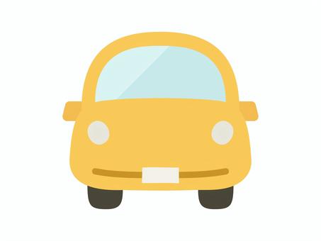 くるま_シンプルフラット_正面普通車_黄 車,乗用車,普通車,軽自動車,自動車,乗り物,かわいい,シンプル,手描き,アイコンのイラスト素材