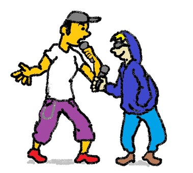 ラップバトルをするふたり ｍｃバトル,ラップ,ｈｉｐｈｏｐ,マイク,韻,ライブのイラスト素材
