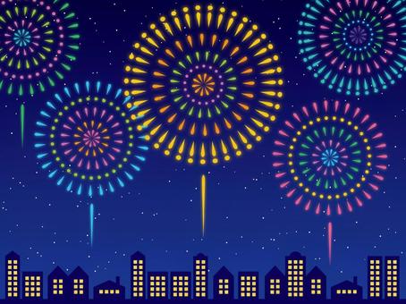 Fireworks and the cityscape, , JPG and AI