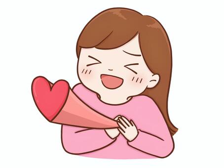 ときめく女性(カラー) 女性,女の子,ときめく,ときめき,恋,推し活,好き,大好き,キュン,ハートのイラスト素材