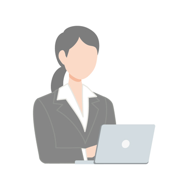 パソコン作業中のスーツの女性1 人,1人,働く,仕事,人物,スーツ,会社員,従業員,パソコン,ノートパソコンのイラスト素材