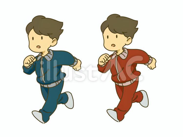 走る男の子(ジャージ) 男の子,スポーツ,マラソンのイラスト素材