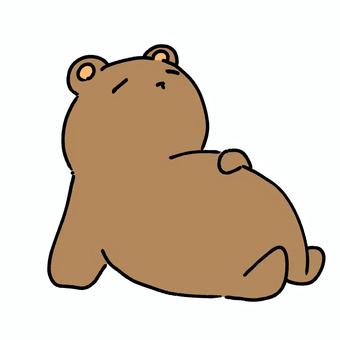 お腹いっぱいのクマ クマ,生き物,動物,野獣,茶色,かわいい,ゆるい,四足歩行,哺乳類,お腹のイラスト素材