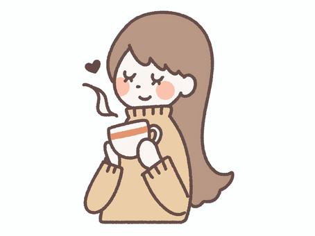 ほっと一息つく女の人 お茶,休憩,休む,リラックス,飲み物,一休み,一息,くつろぐ,ドリンク,温かいのイラスト素材