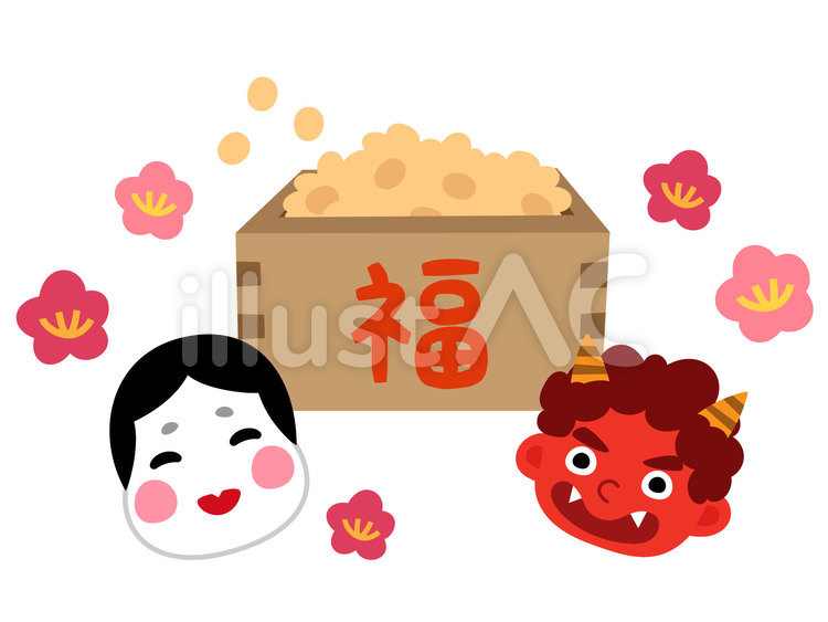 節分 豆まき,節分,鬼のイラスト素材