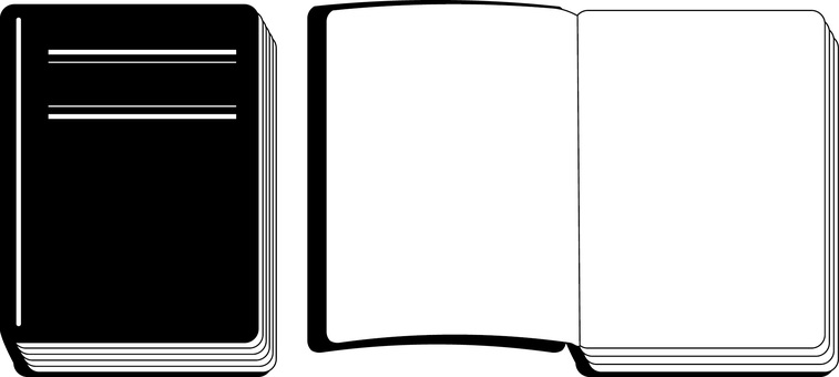 本デフォルメ 本,開く,ページ,印刷物,冊子,表紙,デフォルメ,黒のイラスト素材