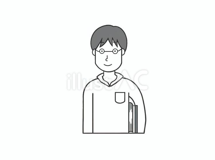 眼鏡をかけた賢そうな男性の学生 大学生,男性,眼鏡のイラスト素材