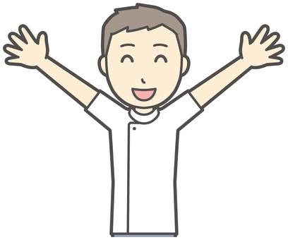  理学療法士男-154-バスト ばんざい,理学療法士,整体師,白衣,医療,病院,柔道整復師,カイロプラクティック,鍼灸師,マッサージ師のイラスト素材