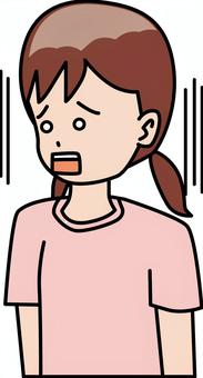 がっかり女の子　 がっかり,ショック,放心状態,表情,女の子,子供,小学生,シャツ,線画のイラスト素材