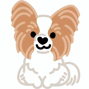 ハート鼻のパピヨン（おすわり）1 パピヨン,犬,動物,ハート,鼻,おすわり,シンプル,かわいい,キュート,デフォルメのイラスト素材
