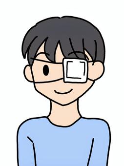 眼帯　男性 眼帯,医療,人物,ガーゼ,片目,男性,シンプル,治療のイラスト素材
