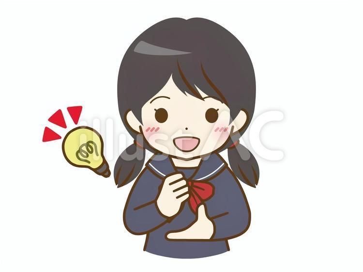 何かをひらめく女子学生 デフォルメ,キャラクター,表情のイラスト素材