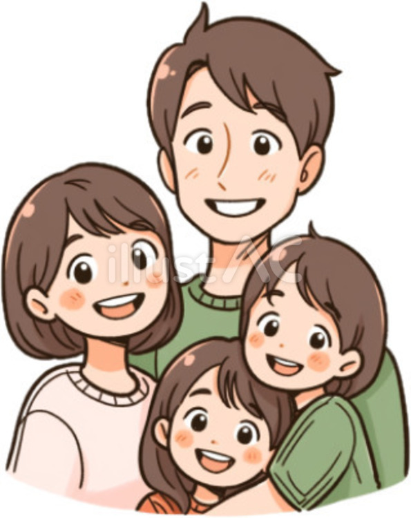 家族 仲良し,複数人,姉妹のイラスト素材