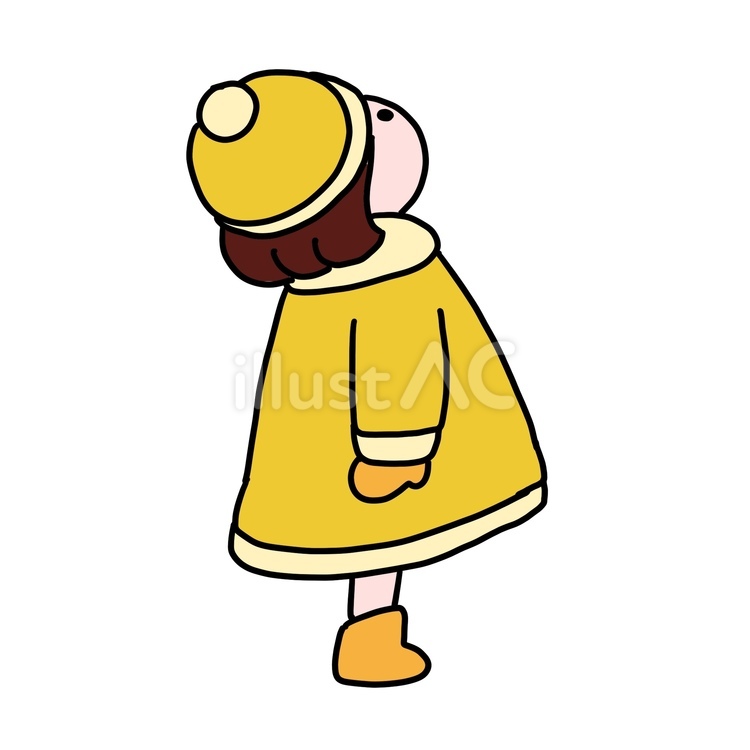 きいろい子 黄色,女の子,コートのイラスト素材