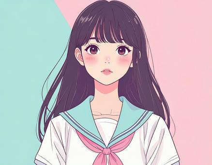 アイドル風女子高生のイラスト