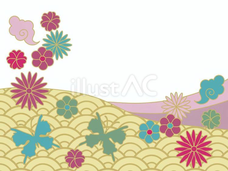 青海波と胡蝶の舞 青海波,吉祥模様,波のイラスト素材