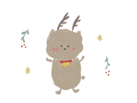 Illustration, reindeer, animal, hand drawn, JPG and PNG